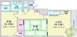 スカイテラスヒロ 2LDKの間取図画像
