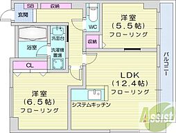 RESIDIAKITA-SANJO 2LDKの間取図画像