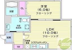 プレゼンスN9-C 1LDKの間取図画像