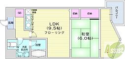 INOVE札幌資生館前 1LDKの間取図画像