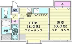 エスペランス 1LDKの間取図画像