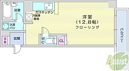 aptK ワンルームの間取図画像
