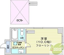 クィーン南5条 1Kの間取図画像