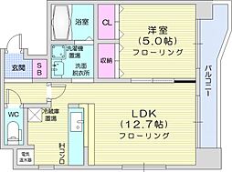 シャレオ当別弐番館 1LDKの間取図画像