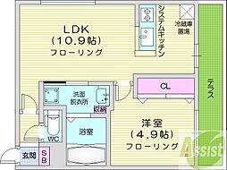 Lapislazuli山鼻 1LDKの間取図画像