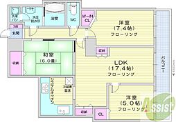 ライオンズタワー札幌山鼻 3LDKの間取図画像