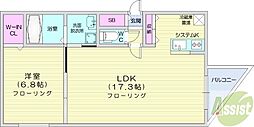 シャトーライフ中島公園1 1LDKの間取図画像