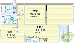 山の手パークハイツ 2LDKの間取図画像