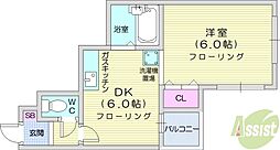 アベニール 1DKの間取図画像
