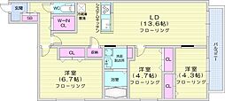 アルファスクエア南郷丘公園 3LDKの間取図画像