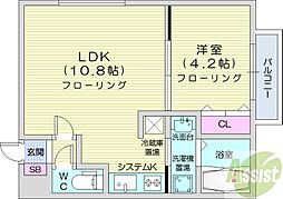 ビナーリオ旭山公園通 1LDKの間取図画像