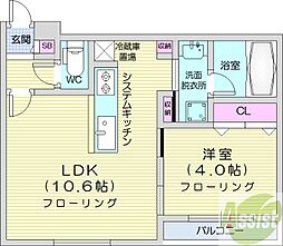 札幌市中央区南十七条西11丁目マンション 1LDKの間取図画像