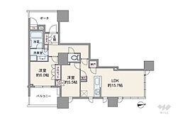 ドゥ・トゥールEAST棟 2LDKの間取図画像