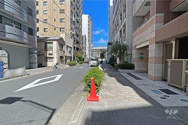 敷地の北側前面道路（西側から）