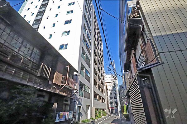 敷地南東側の前面道路(南西側から)