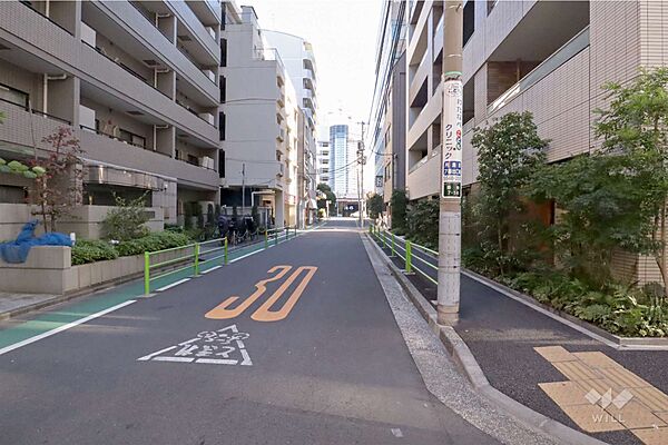 敷地北東側の前面道路(北西側から)