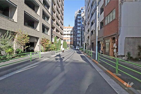 敷地北西側の前面道路(南西側から)