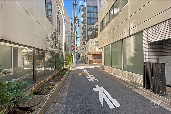 敷地北東側の前面道路（北西側から）