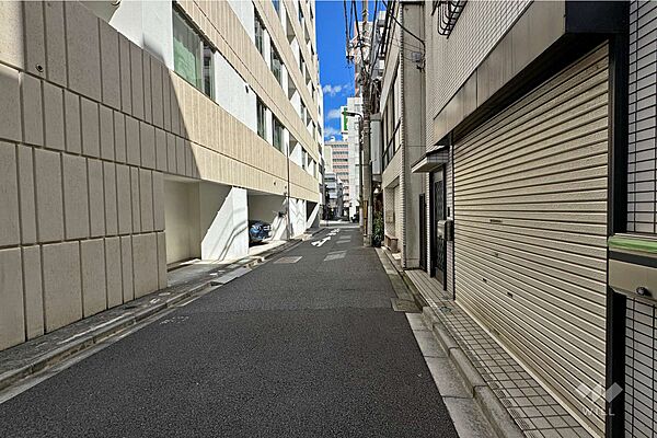 敷地南側の前面道路（西側から）
