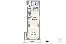 サン麻布十番 1DKの間取図画像
