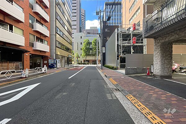 敷地の北西側前面道路（北東側から）
