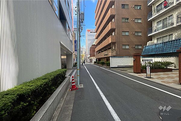 敷地の南東側前面道路（南西側から）