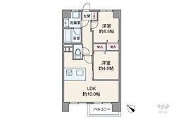 トダカ勝鬨コーポ 2LDKの間取図画像