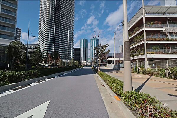 敷地北東側の前面道路(南東側から)