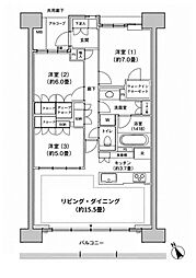HARUMIFLAGPARKVILLAGEF棟 3LDKの間取図画像