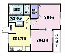 シュールM 2DKの間取図画像