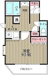 トゥールヌソル 1Kの間取図画像