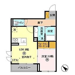 ウィン行徳 1LDKの間取図画像