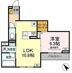 DーClair 1LDKの間取図画像