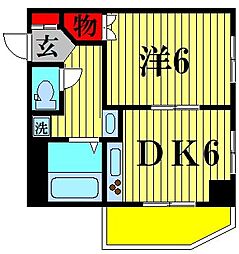 メゾングリーンアップル 1DKの間取図画像