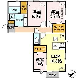 プランドールM 3LDKの間取図画像