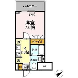 EastSideResidence 1Kの間取図画像