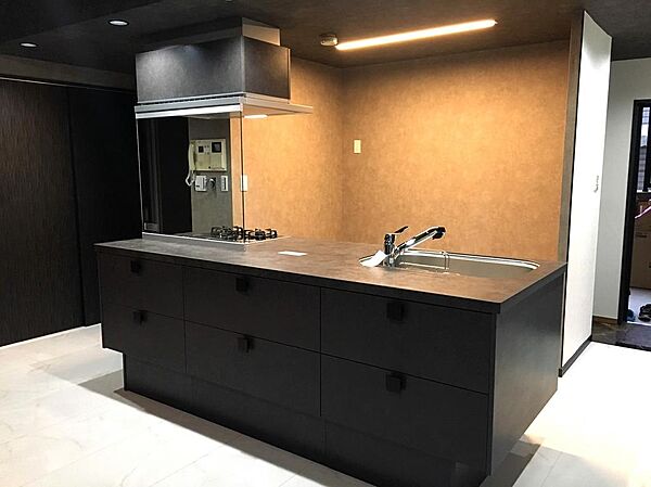 黒基調のシステムキッチン