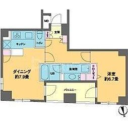 カスタリア新富町3 1DKの間取図画像