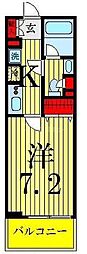 パークアクシス住吉 1Kの間取図画像