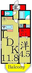 ARTESSIMOLINO 1LDKの間取図画像