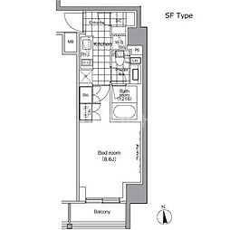 パークハビオ門前仲町 1Kの間取図画像