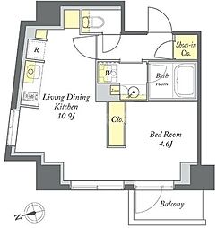 プライムメゾン清澄白河 ワンルームの間取図画像