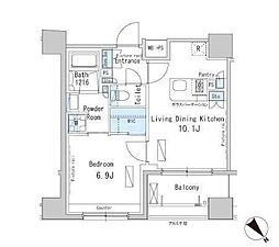 ParkAxis茅場町 1LDKの間取図画像