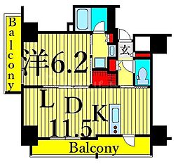 パークアクシス上野 1LDKの間取図画像