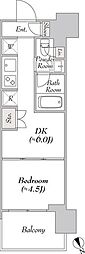 ウエリスアーバン水天宮前 1DKの間取図画像