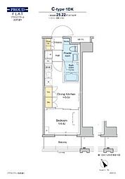 プラウドフラット清澄通り 1DKの間取図画像