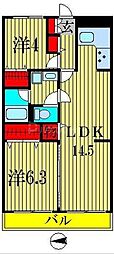 ドエルリバーサイド大島 2LDKの間取図画像
