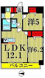 エムズ両国亀沢 2LDKの間取図画像