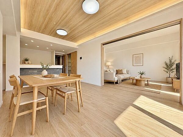 「南西向き。陽当り良好。」大きな窓辺からの日差しが暖かい室内は、自然と住まう人の気分も明るくなり、リビングでの素敵なワンシーンを演出。(画像内の家電・家具はCGです。本物件には付帯されません。)