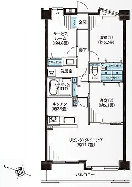 2SLDK 間取り